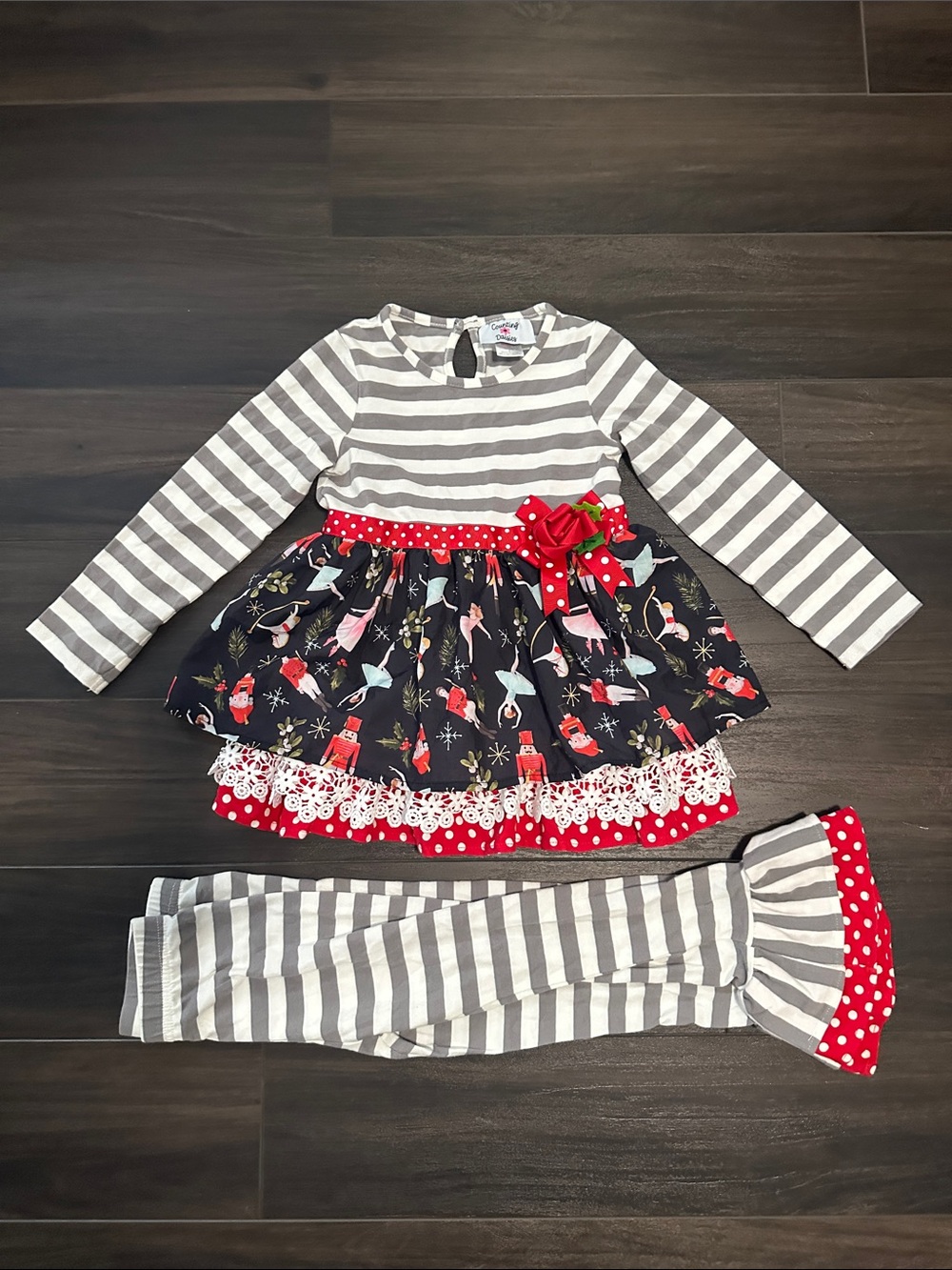 Counting Daisies Toddler Girl SZ 5T Nutcracker Christmas Dress & Leggings